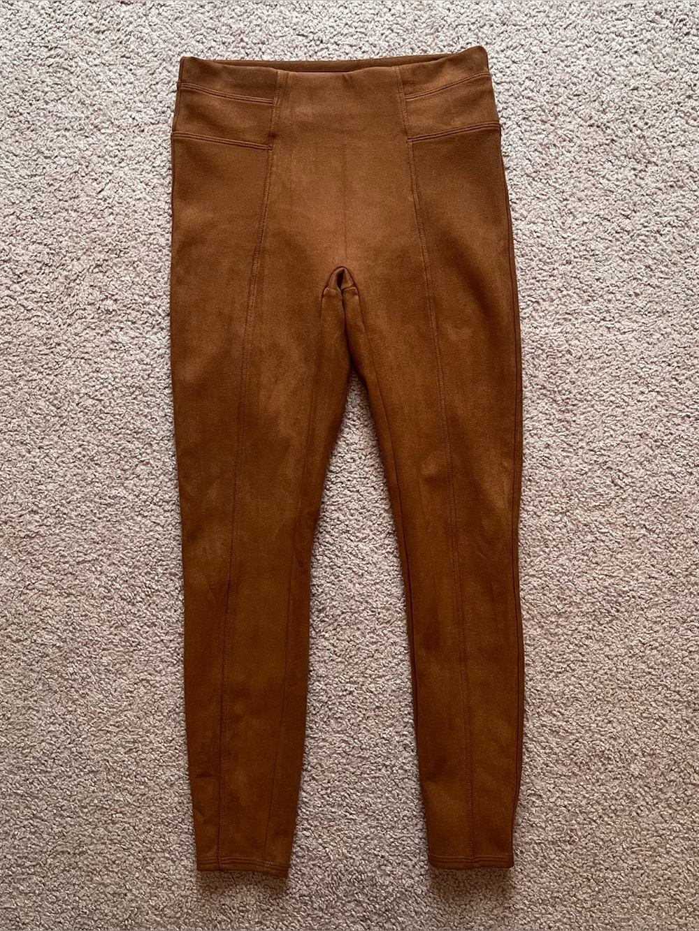 Spanx Brown Faux Suede High Rise Leggings Womens Size S Casual Compression